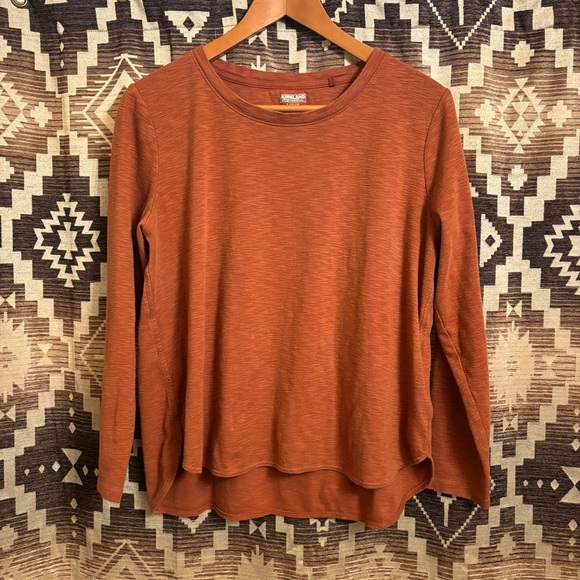 Kirkland Signature Tops - Kirkland Burnt Orange Women’s Long Sleeve Shirt, Size Large, 100% Cotton